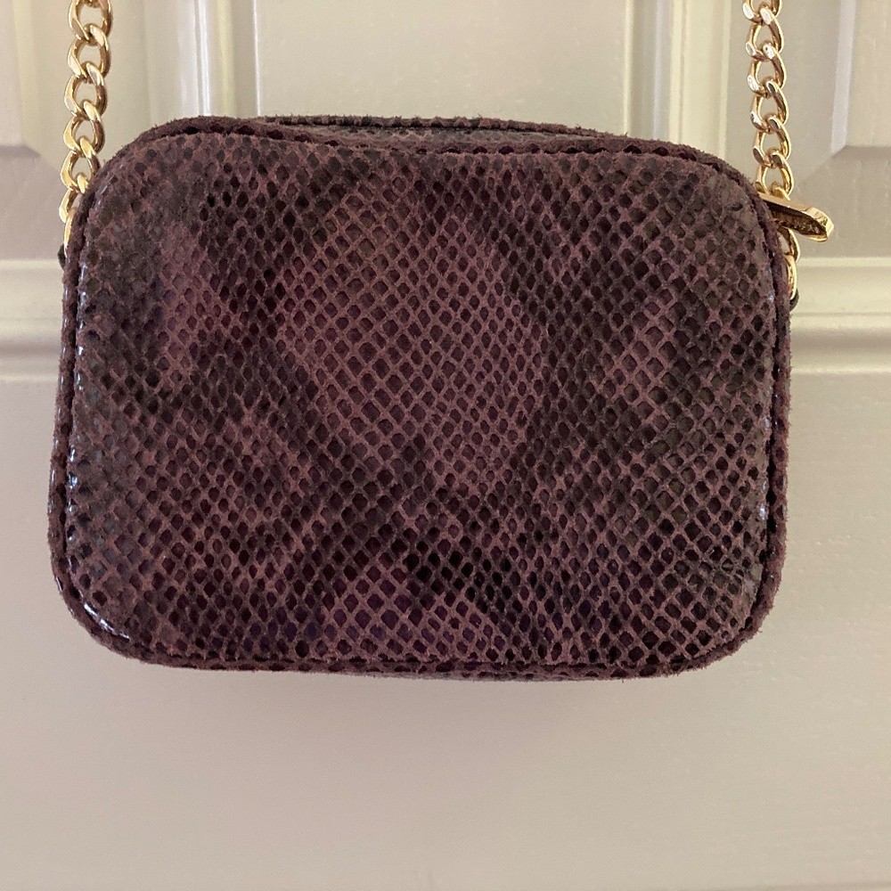 Michael Kors Purple Snake Embossed Leather Jet Set Crossbody Bag/32S12JSC1E/NEW - Picture 4 of 9
